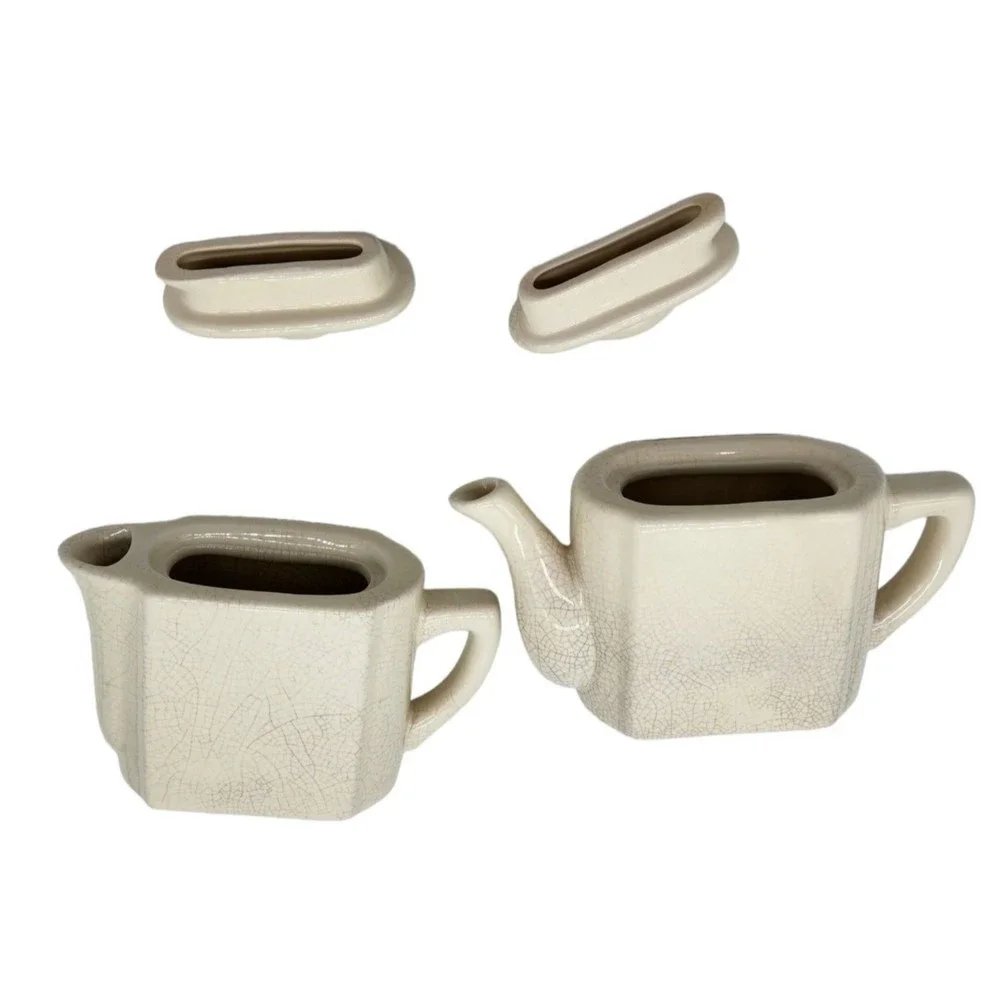 Vintage Restoration Hardware Individual Coffee Tea Service Ivory Ceramic 2001